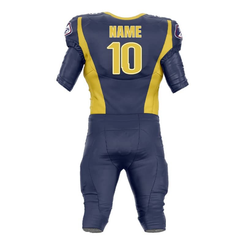 Custom Blue Yellow American Football Jersey & Waves Integrated Pants