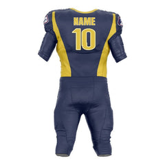 Custom Blue Yellow American Football Jersey & Waves Integrated Pants