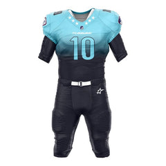 Custom Blue Gradient American Football Jersey & Navy Integrated Pants