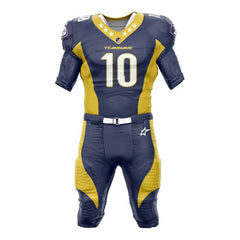 Custom Blue Yellow American Football Jersey & Waves Integrated Pants