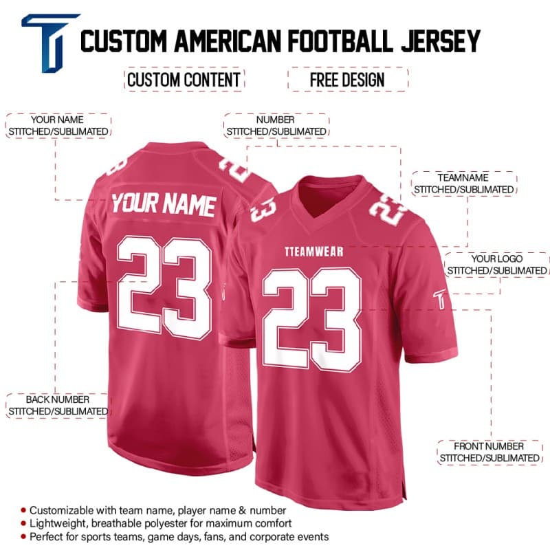 Custom Raspberry-White Authentic Football Jersey