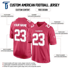Custom Raspberry-White Authentic Football Jersey
