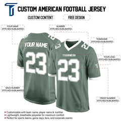 Custom Sage-White Authentic Football Jersey