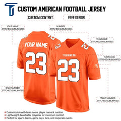 Custom Tangerine-White Authentic Football Jersey