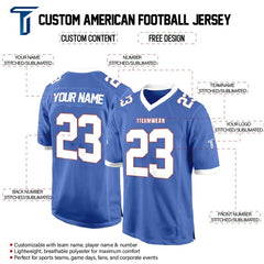 Custom Cerulean-White Authentic Football Jersey