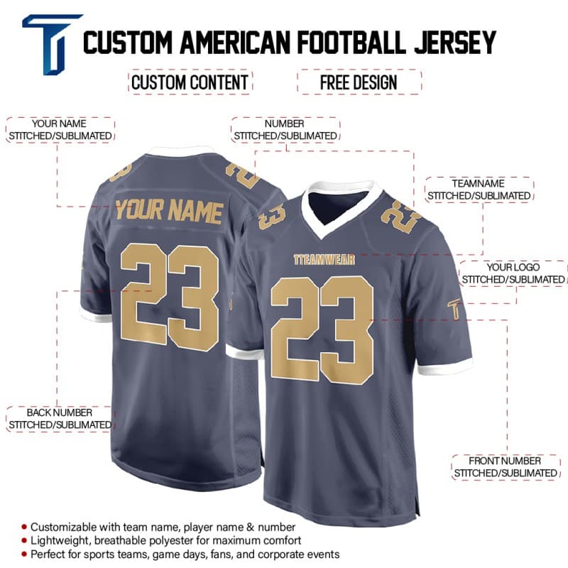 Custom Stone-Khaki Authentic Football Jersey