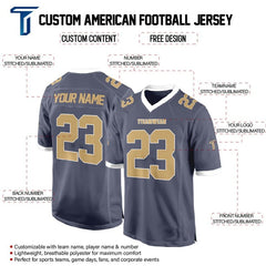 Custom Stone-Khaki Authentic Football Jersey
