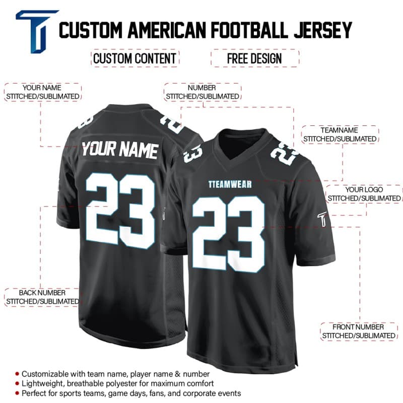 Custom Black-White Authentic Football Jersey