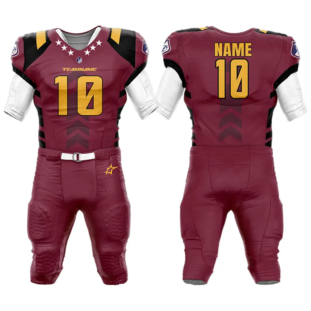 Custom Epaulettes American Football Jersey & Red Integrated Pants