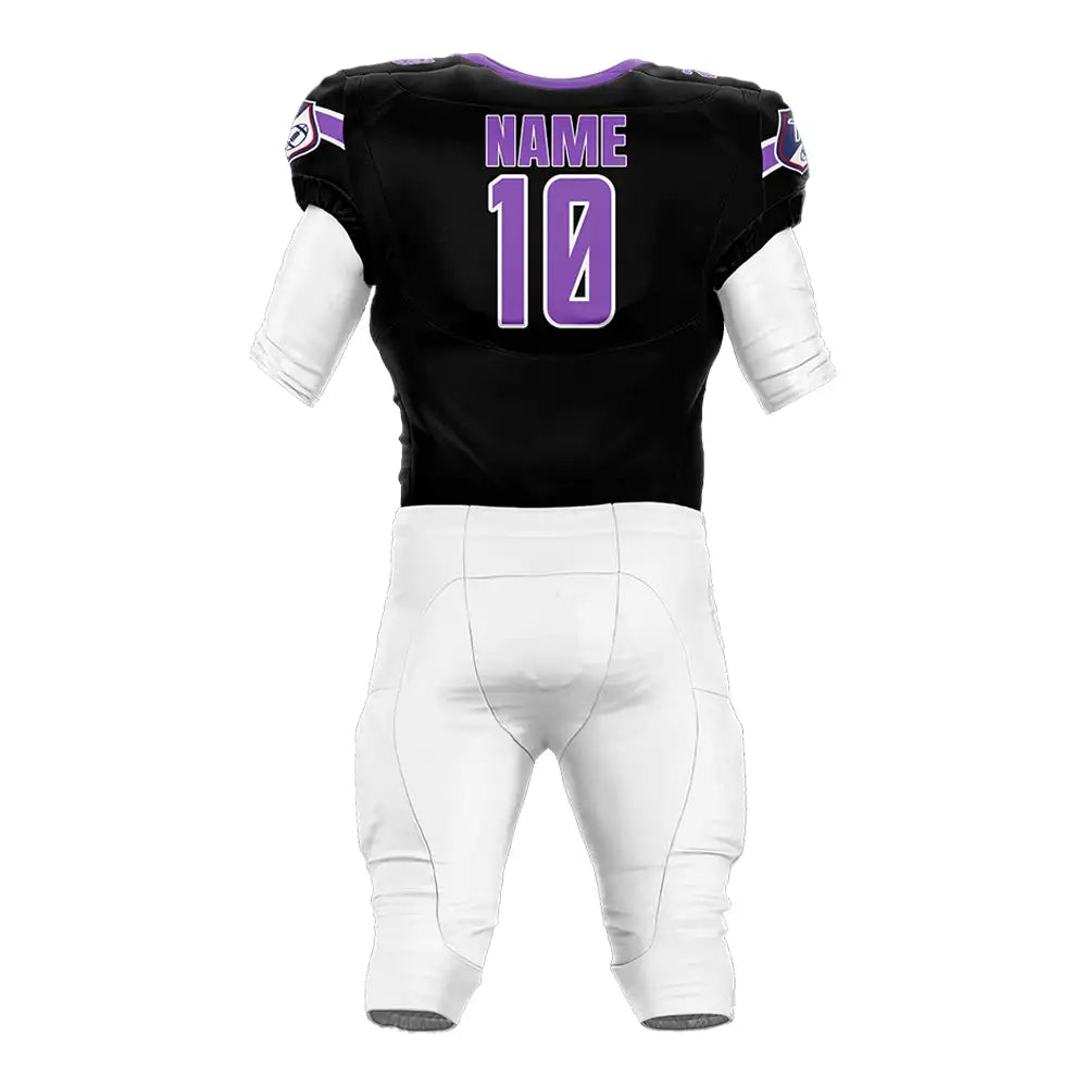 Custom Purple-Black American Football Jersey & White Integrated Pants