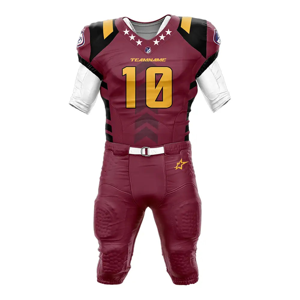 Custom Epaulettes American Football Jersey & Red Integrated Pants