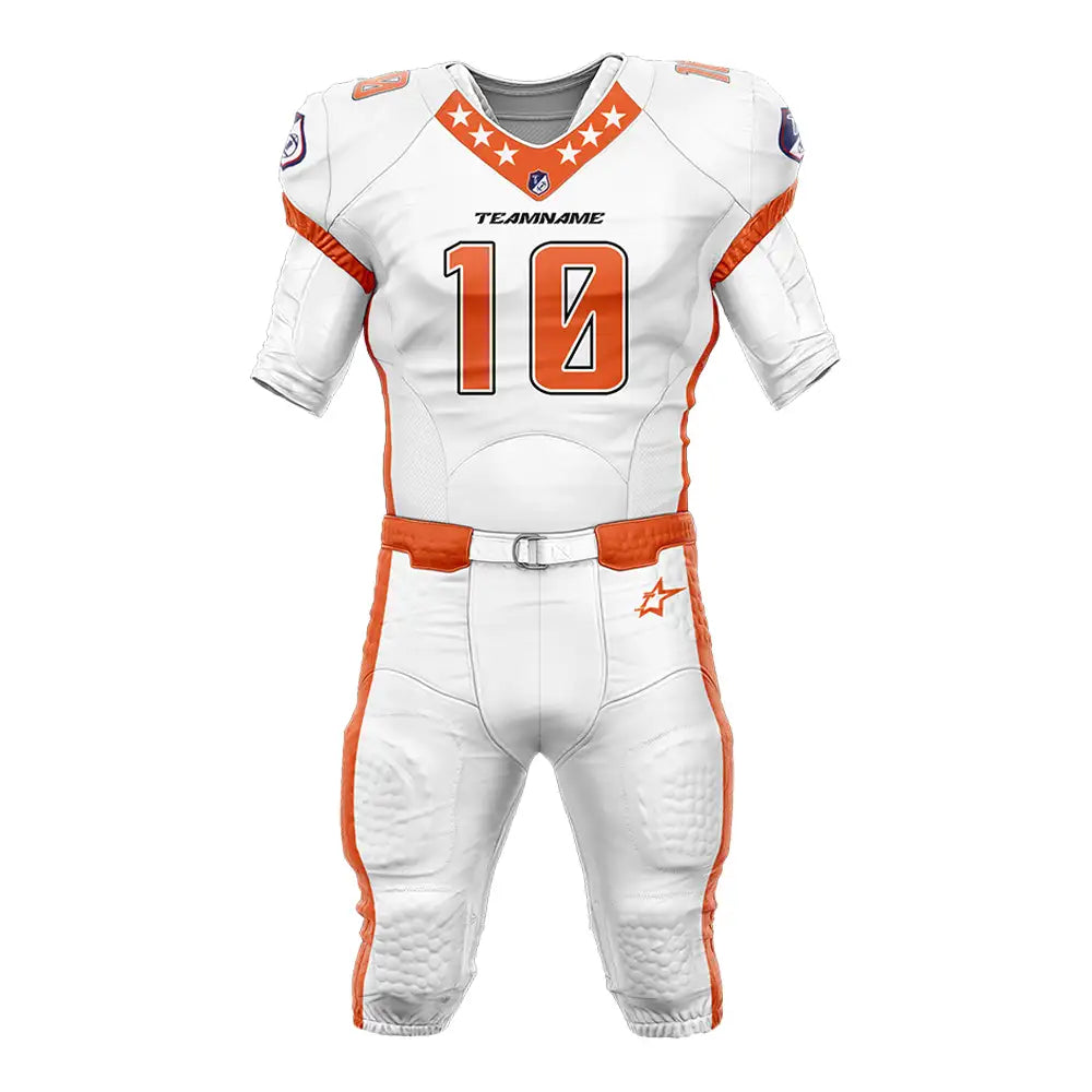 Custom Orange-White American Football Jersey & Stripe Integrated Pants