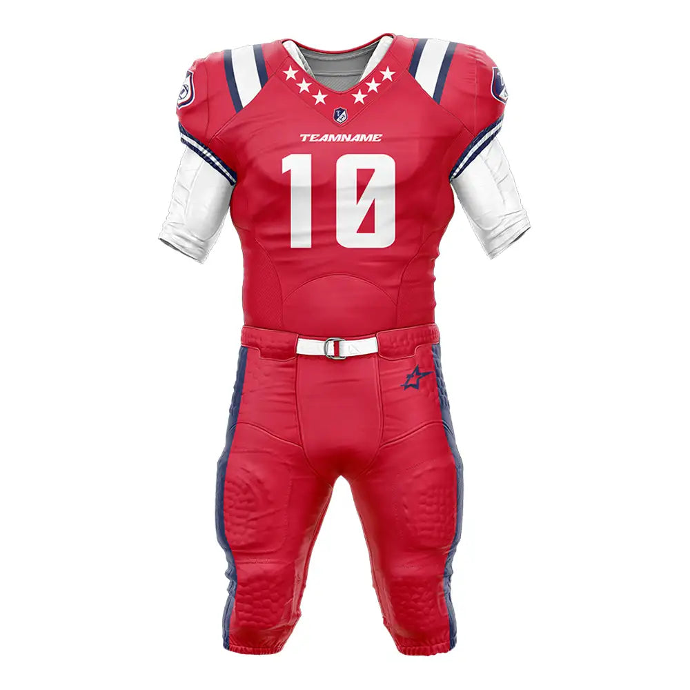 Custom Red Epaulettes American Football Jersey & Stripe Integrated Pants