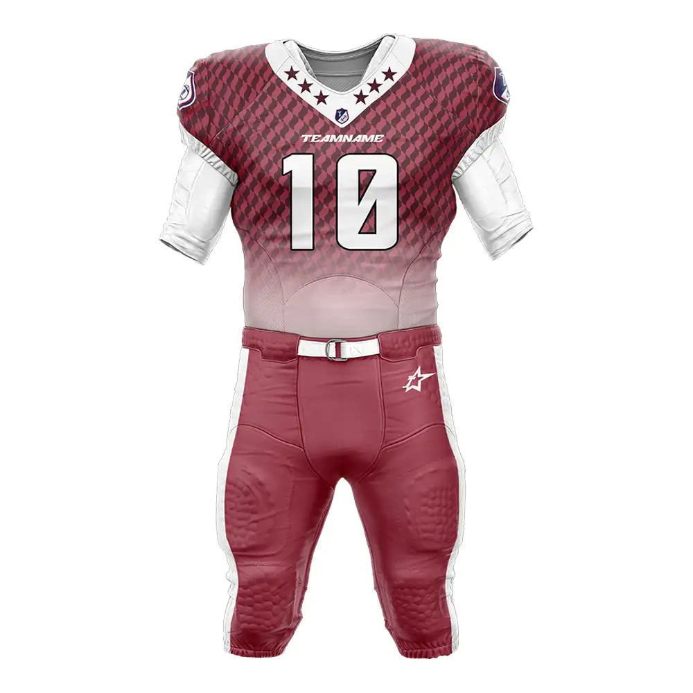 Custom Red Gradient Check American Football Jersey & Stripe Integrated Pants