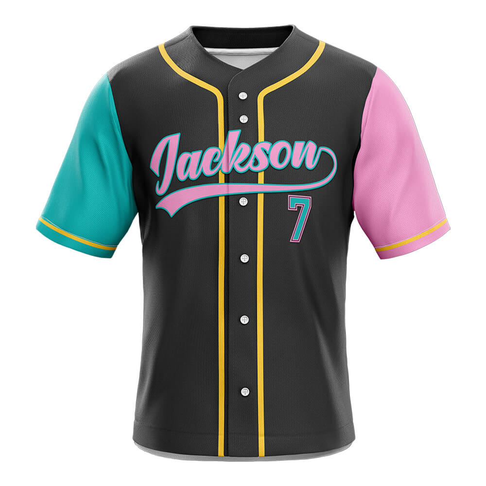 Colorblock Custom Baseball Jersey 3D front