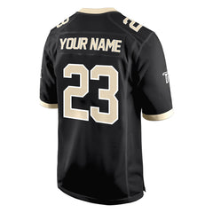 Custom Black Khaki-White Authentic Football Jersey 3D back view