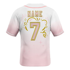Custom Dreamy Pink Baseball Jersey 3D back view