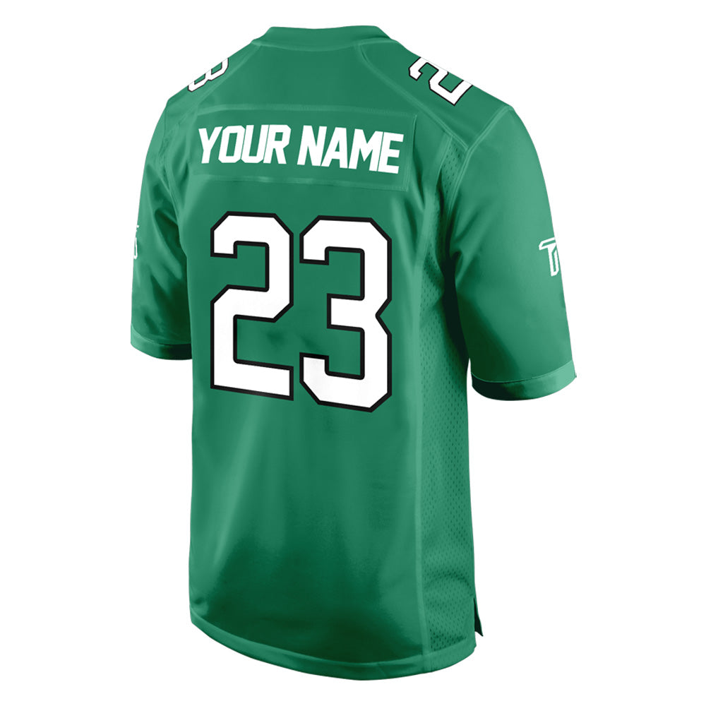 Custom Green White-Black Authentic Football Jersey 3D back view