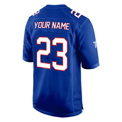 Custom Navy Blue White-Red Authentic Football Jersey 3D back view