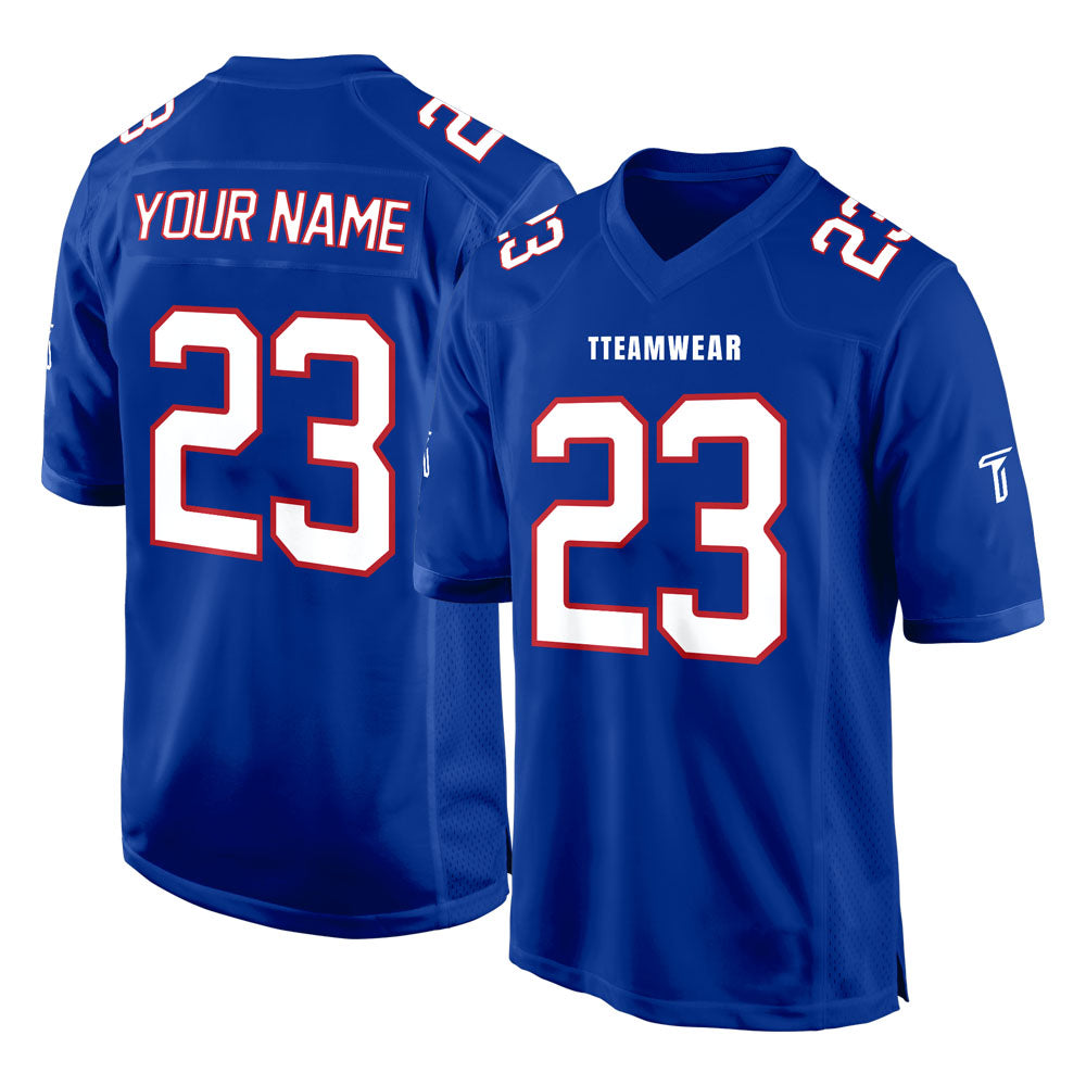 Custom Navy Blue White-Red Authentic Football Jersey 3D effect