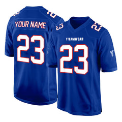 Custom Navy Blue White-Red Authentic Football Jersey 3D effect
