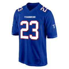 Custom Navy Blue White-Red Authentic Football Jersey 3D front view
