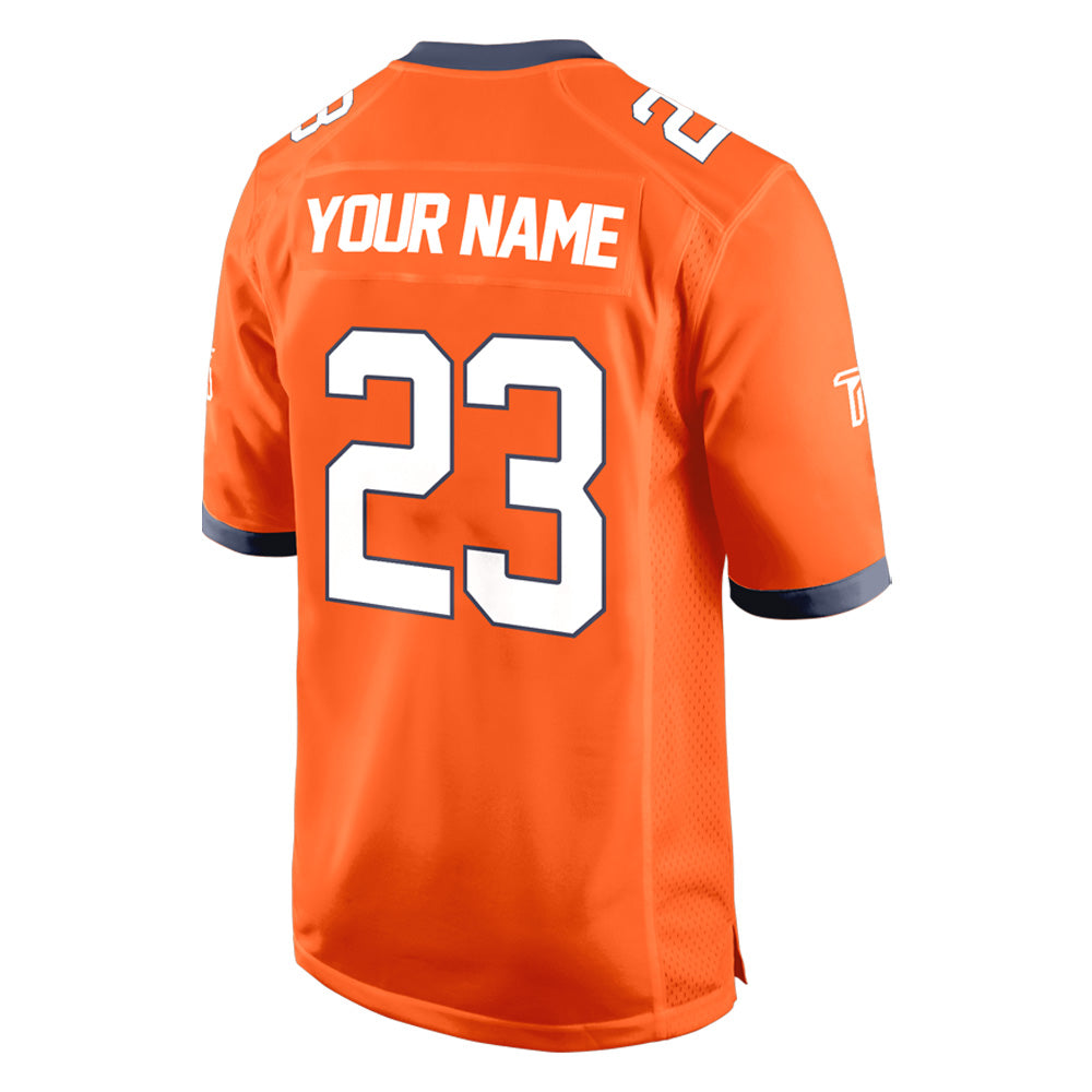 Custom Orange White-Black Authentic Football Jersey 3D back view