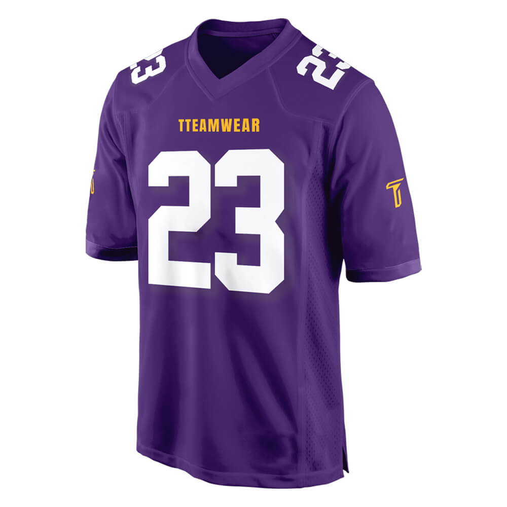 Custom Purple White-Gold Authentic Football Jersey 3D front view