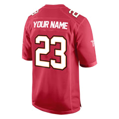 Custom Red White-Black Authentic Football Jersey 3D back view