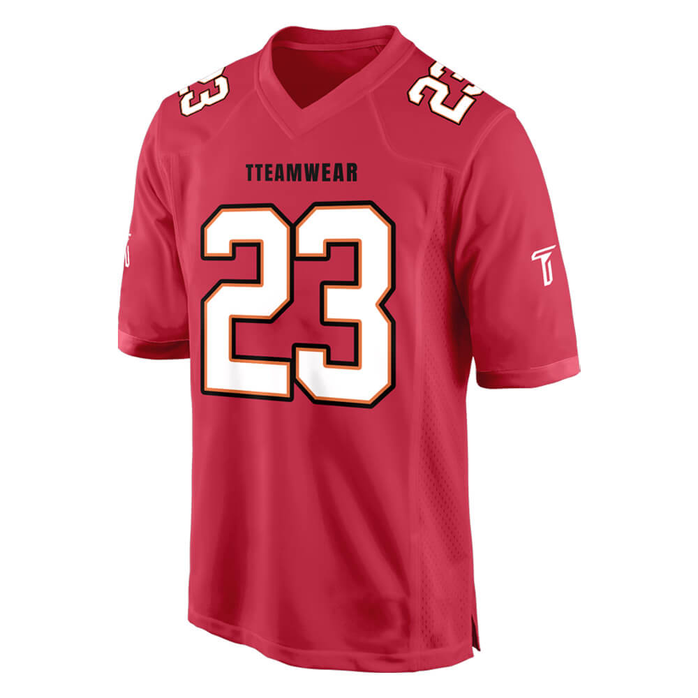 Custom Red White-Black Authentic Football Jersey 3D front view