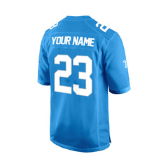 Custom Sky Blue White Authentic Football Jersey 3D back view