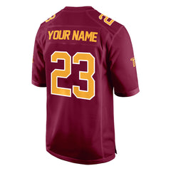 Custom Vermillion Gold-White Authentic Football Jersey 3D back view