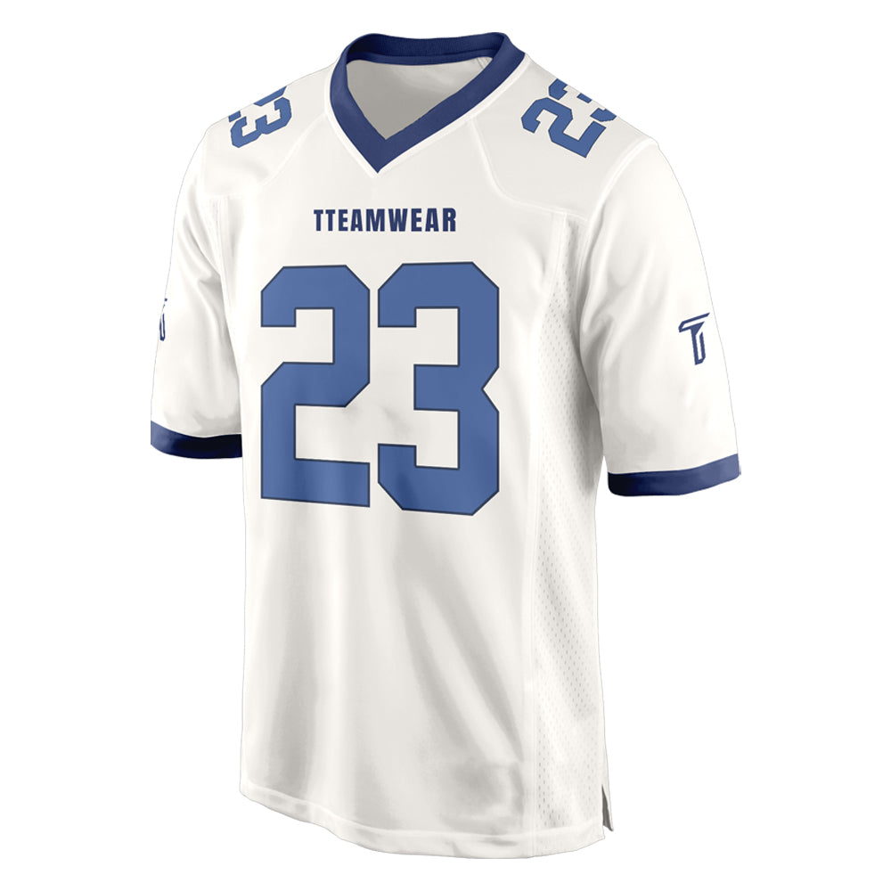 Custom White Blue-White Authentic Football Jersey 3D front view