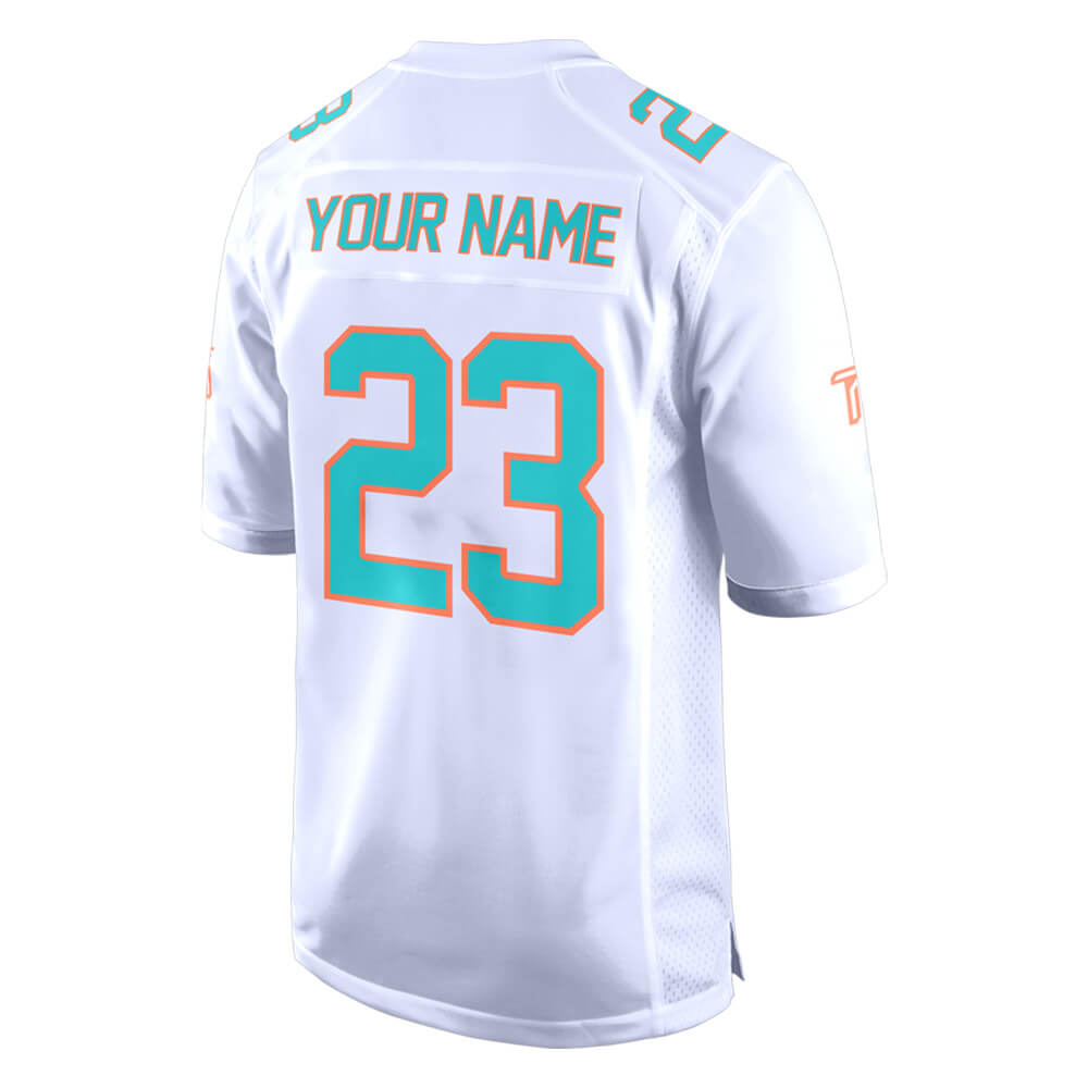 Custom White Malachite-Red Authentic Football Jersey 3D back view