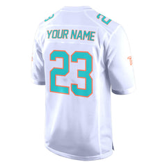 Custom White Malachite-Red Authentic Football Jersey 3D back view