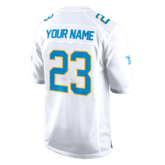 Custom White Malachite-Yellow Authentic Football Jersey 3D back view