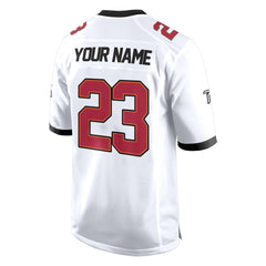Custom White Red-Black Authentic Football Jersey 3D back view