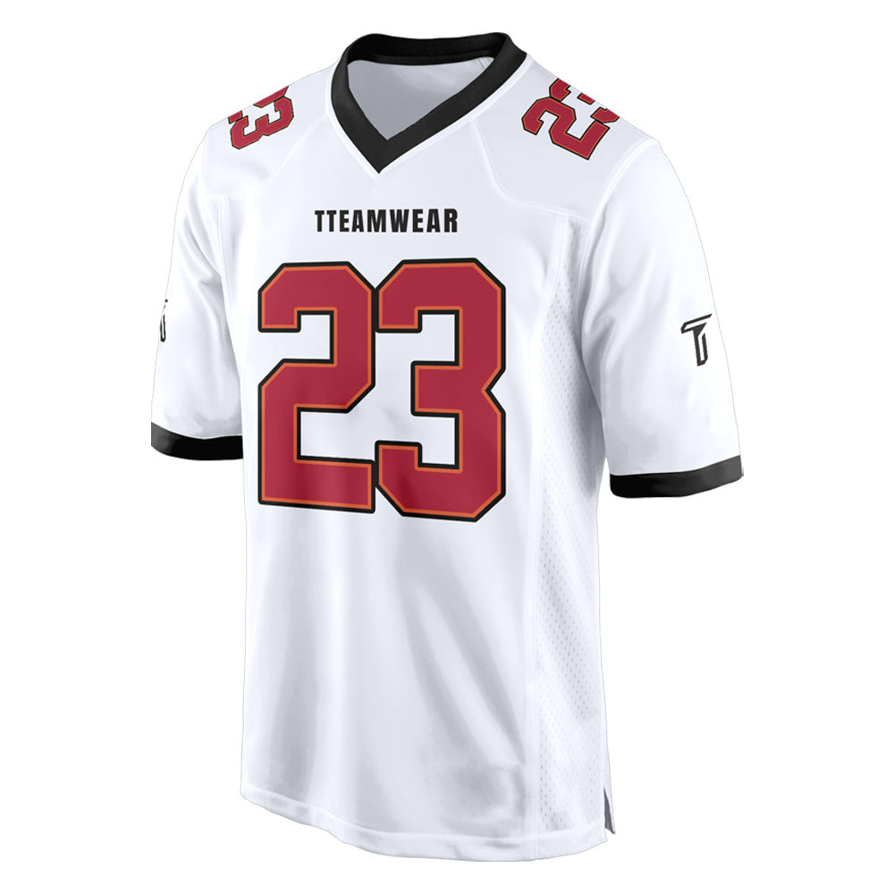 Custom White Red-Black Authentic Football Jersey 3D front view