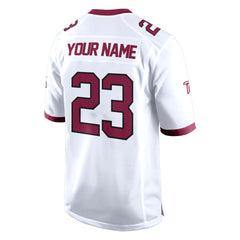 Custom White Red-White Authentic Football Jersey 3D back view