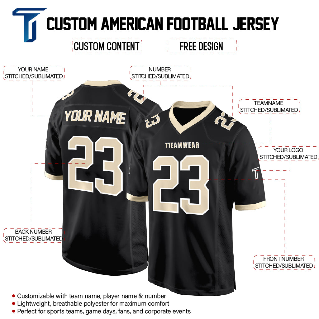 Black Khaki-White Authentic Football Jersey custom content