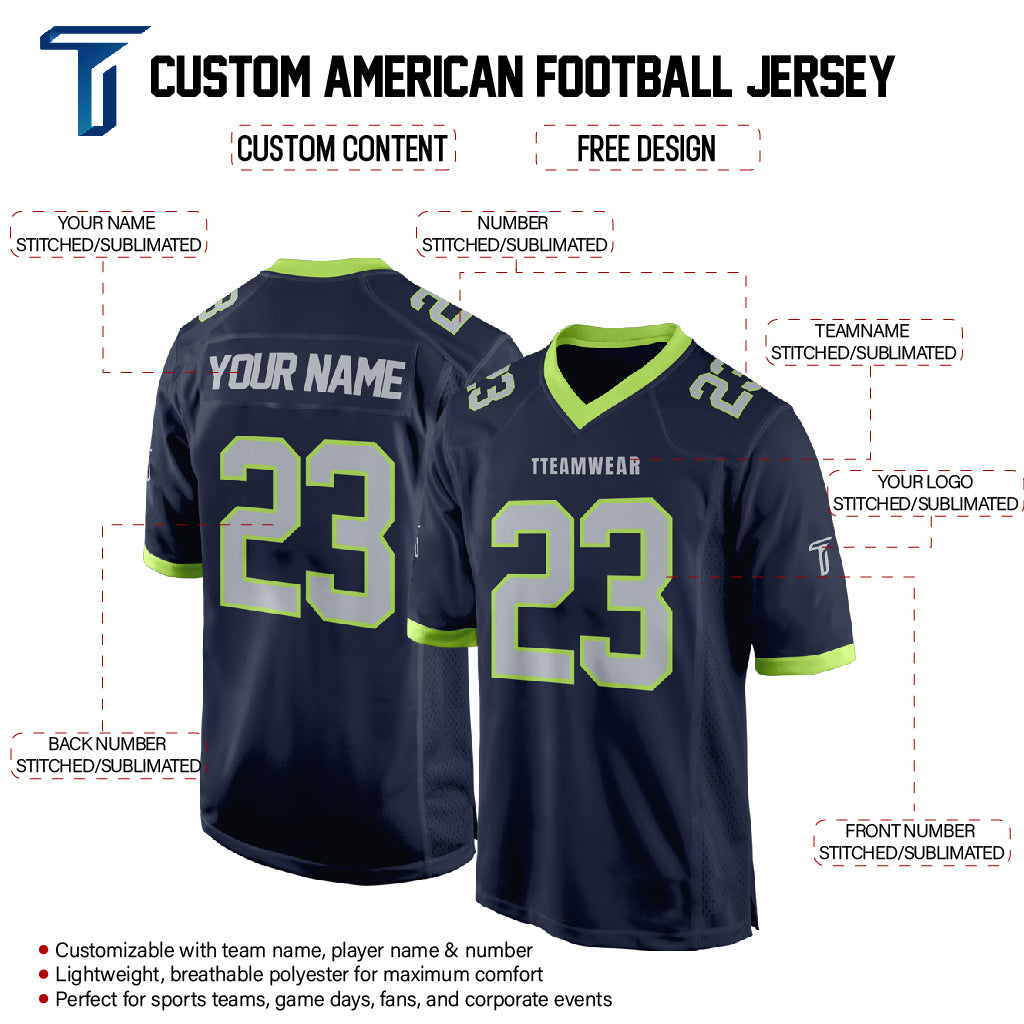 Dark Blue Grey-Green Authentic Football Jersey custom content