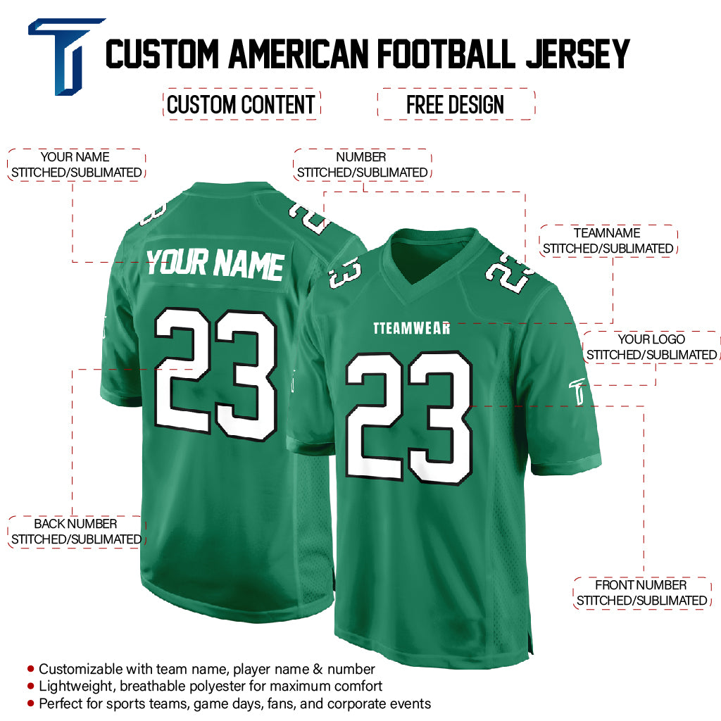 Green White-Black Authentic Football Jersey custom content