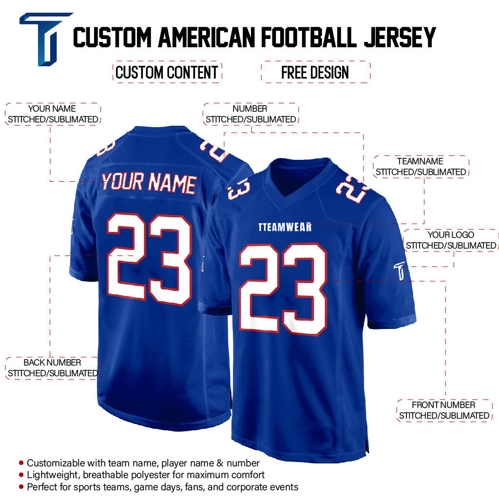 Navy Blue White-Red Authentic Football Jersey custom content