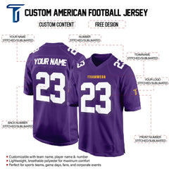 Purple White-Gold Authentic Football Jersey custom content