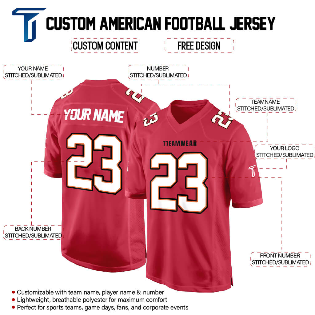 Red White-Black Authentic Football Jersey custom content