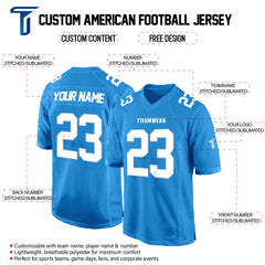 Sky Blue White Authentic Football Jersey custom content