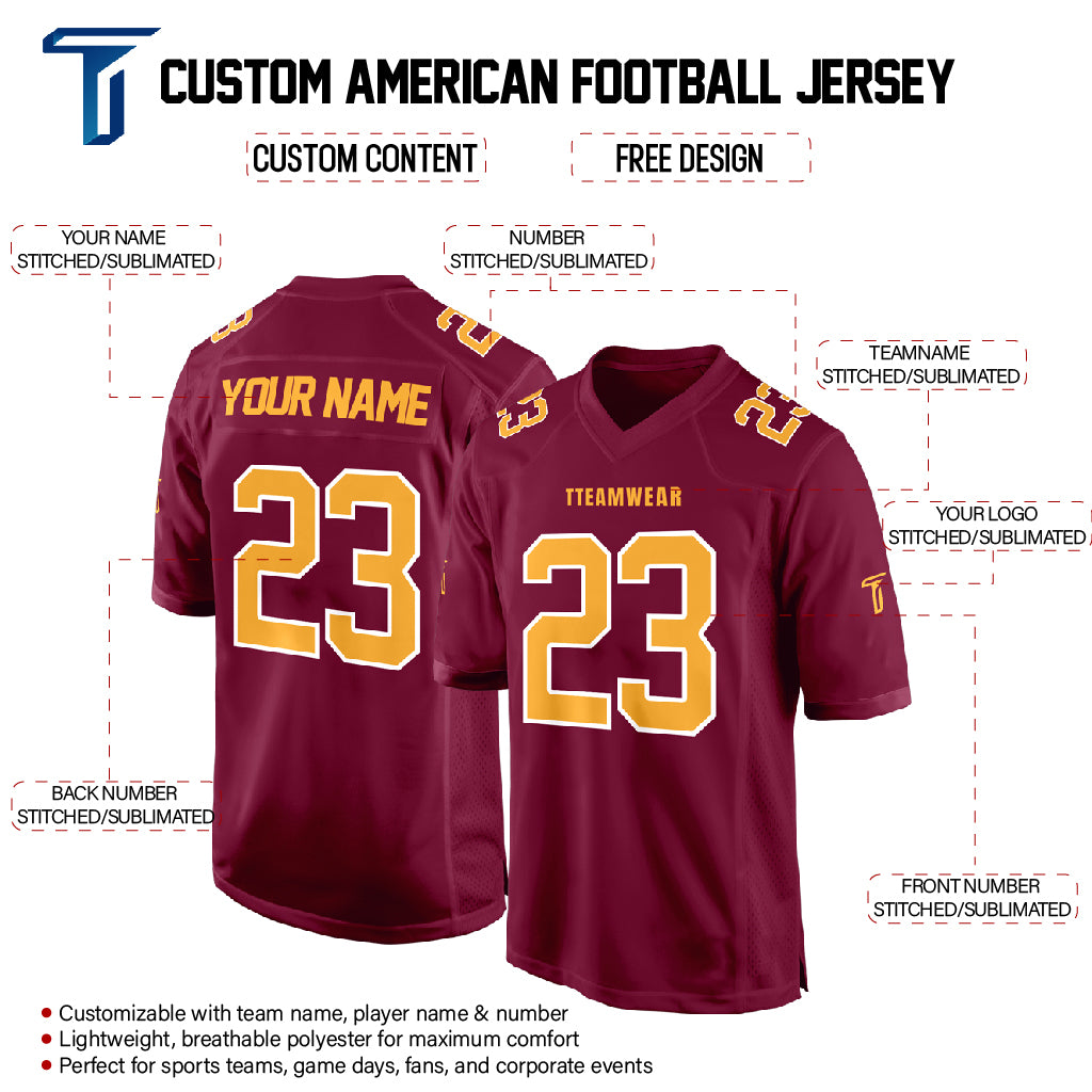 Vermillion Gold-White Authentic Football Jersey custom content