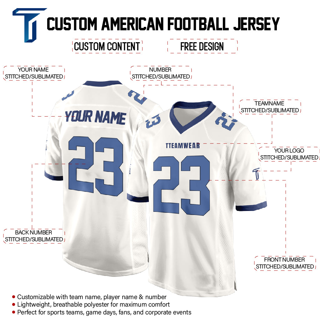 White Blue-White Authentic Football Jersey custom content