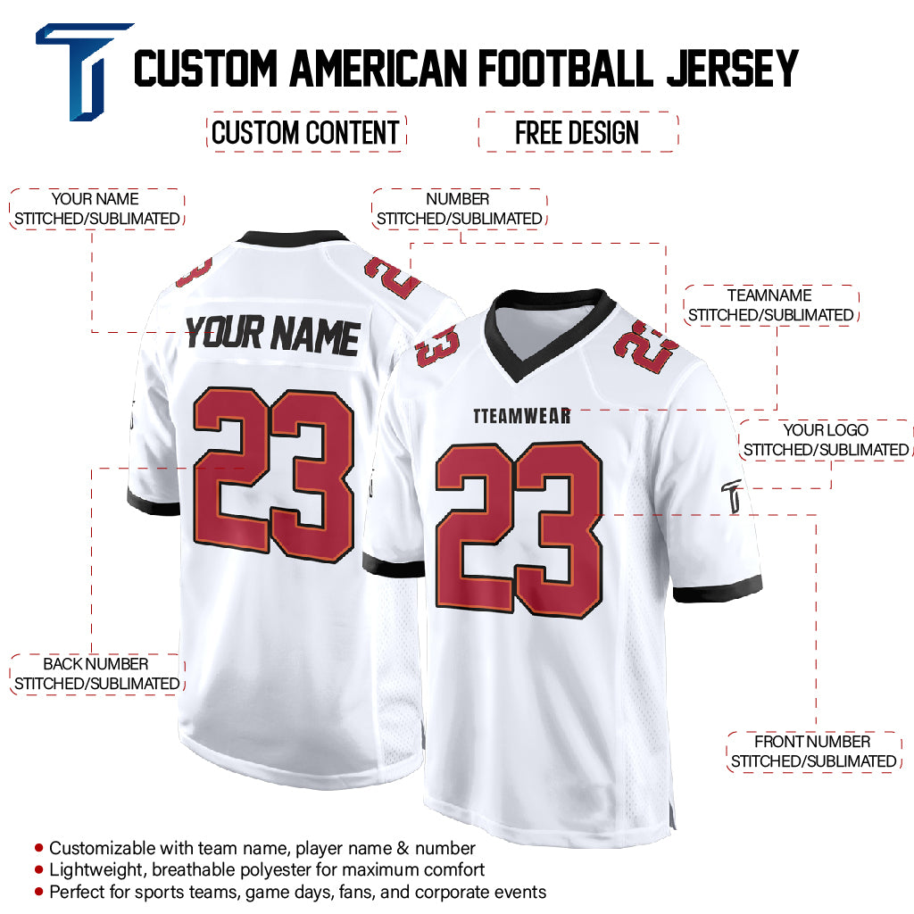 White Red-Black Authentic Football Jersey custom content