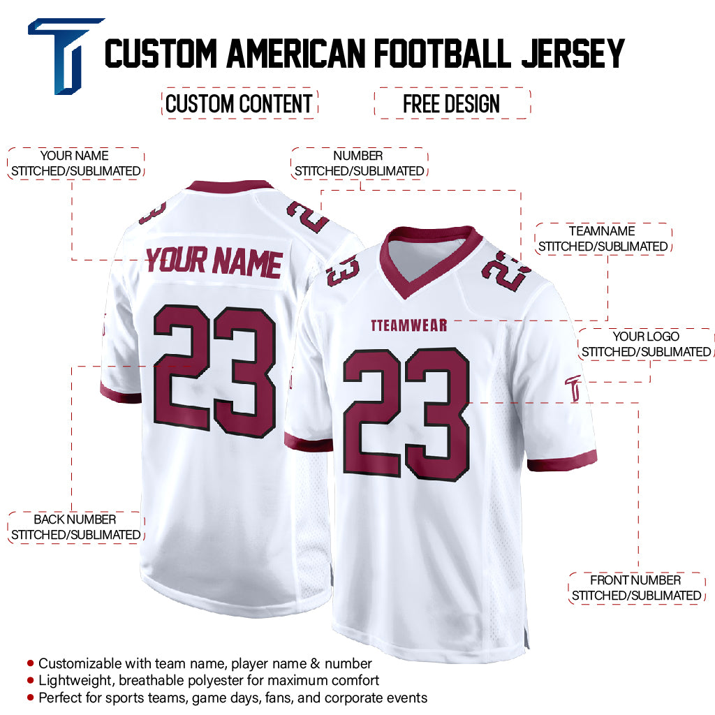 White Red-White Authentic Football Jersey custom content
